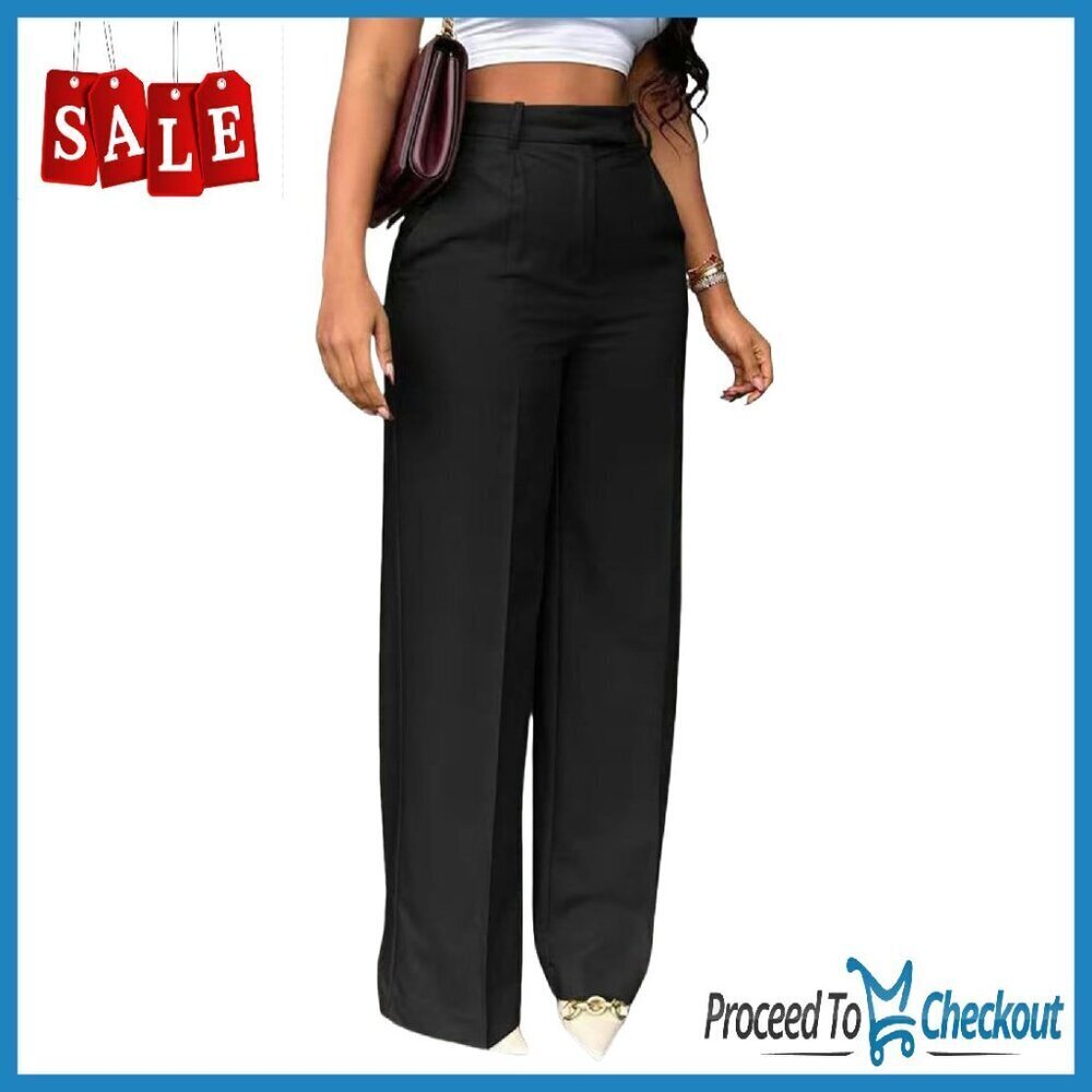 High Waisted Wide Leg Dress Pants Business Slacks Straight Leg Work
